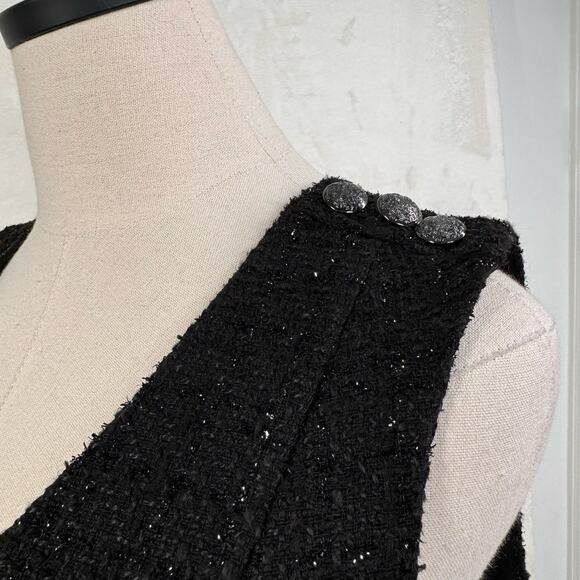 WHBM Metallic Tweed Dress Black Boucle Sheath Academia Career Preppy Size 10 - Picture 4 of 10